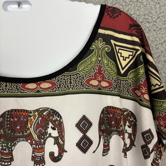 Top love J Blouse Women Sleeveless Elephant Print sz XL grunge All over print - Picture 3 of 9